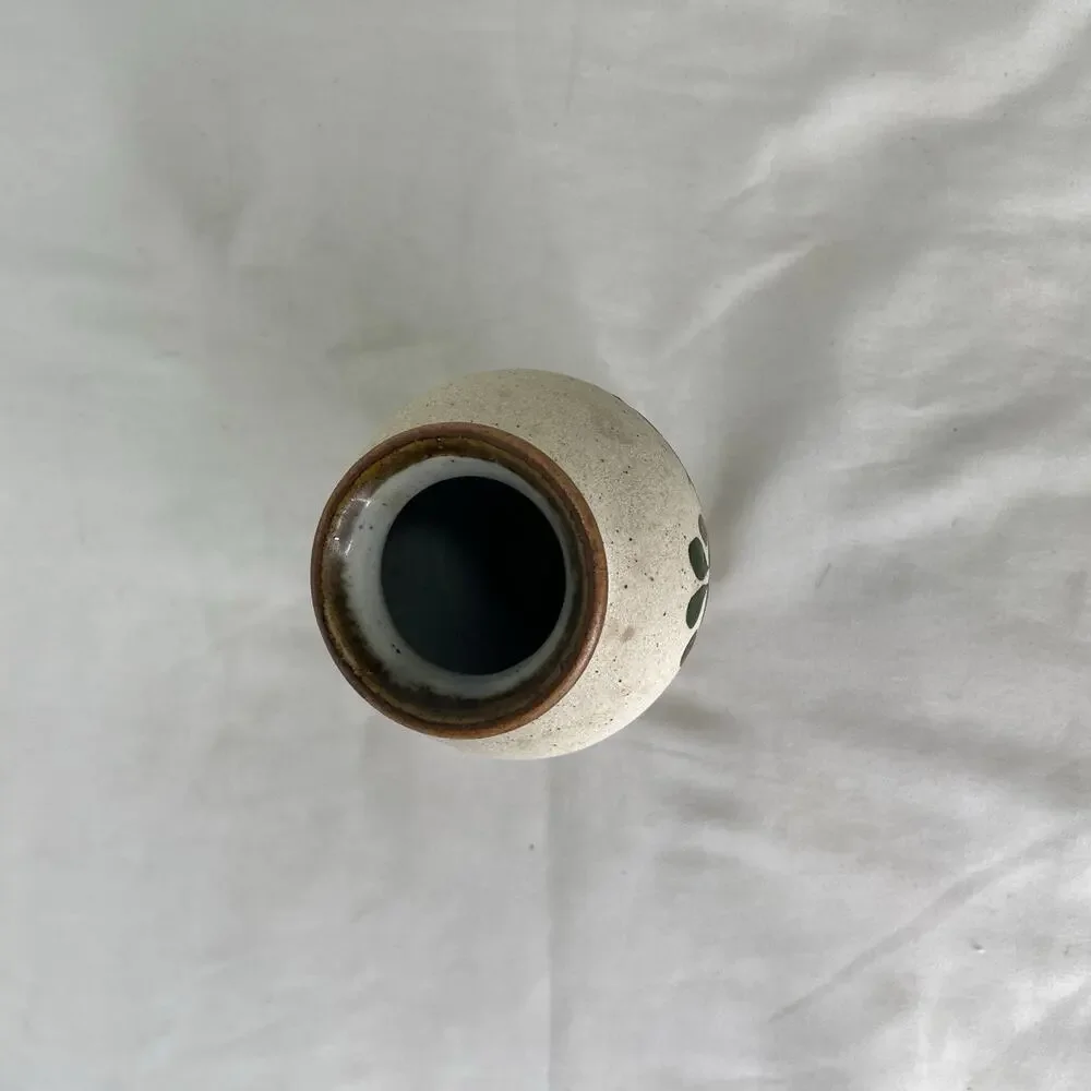 Mexican Vase Pottery Floral Glossy Design Small Made In Mexico, Signed